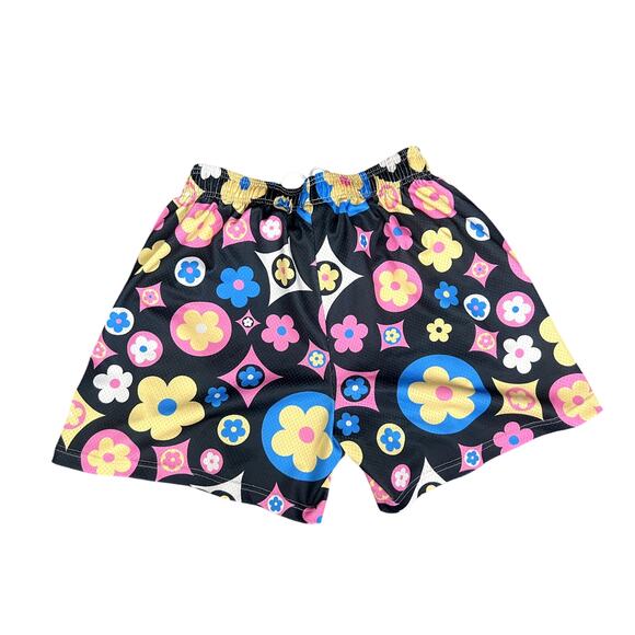 Men's Bravest Studios Multi-Color Floral Black Mesh Drawstring Shorts - XL - Picture 2 of 5